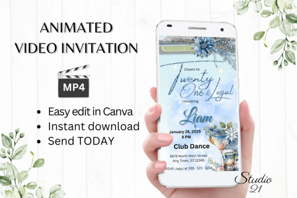 21 and Legal Birthday Invitation: Instant Digital Templates