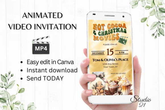 Animated Hot Chocolate + Movies Evite: A Cozy Digital Invite