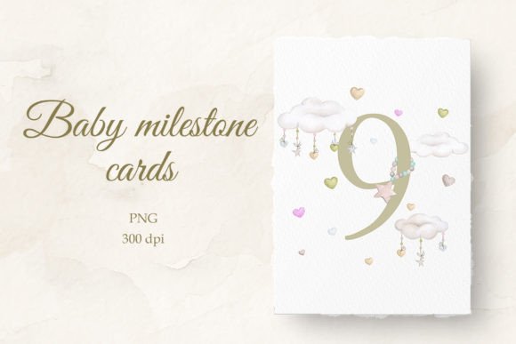Celebrate Nine Months: Watercolor Baby Milestone Cards