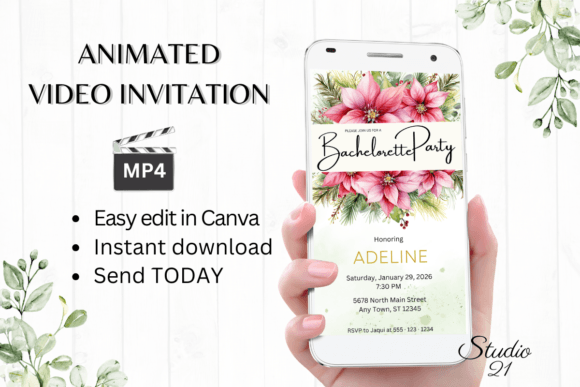 Christmas Bachelorette Party Evite W6196: Festive & Fun Digital Invitations