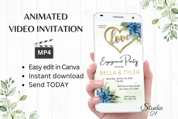 Christmas Engagement Party Invite W1210: Festive Digital Invitations Made Easy
