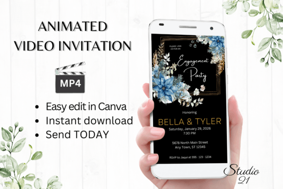 Christmas Engagement Party Invite W1213: Festive Elegance for Your Announcement