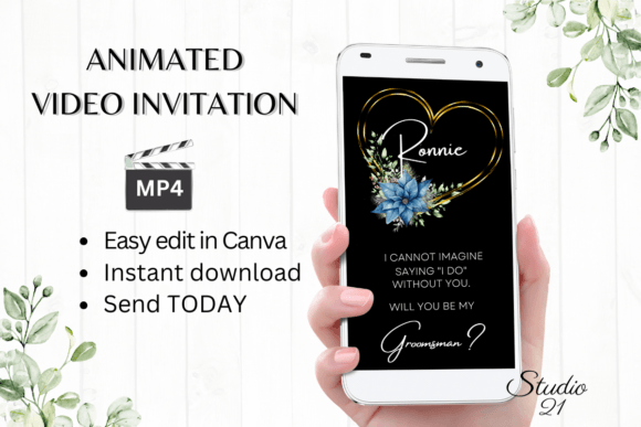 Christmas Groomsman Proposal W3219GM: Festive Animated Invites