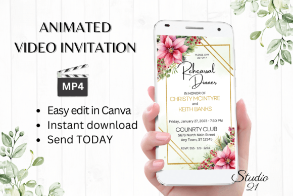 Christmas Rehearsal Dinner Invite W7194: A Festive Digital Template