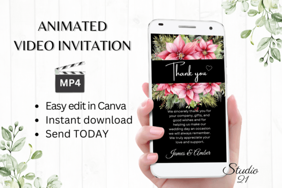 Christmas Wedding Thank You W9197TU: The Festive Elegance Your Designs Need