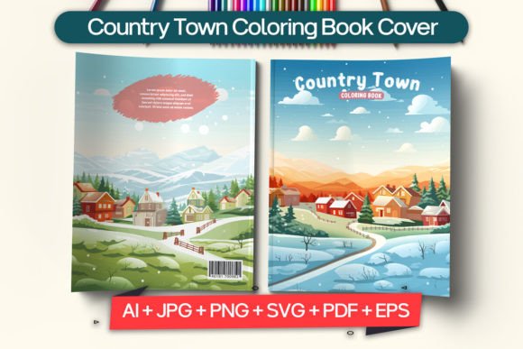 Country Town Coloring Book Cover: Design Your Own Story