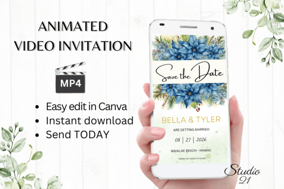 Digital Save the Date Announcement W2216: Effortless Elegance for Your Big Day