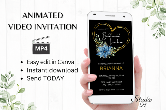Elegant Holiday Invites with Christmas Bridesmaid Luncheon W4219BL