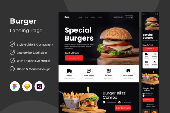 Ignite Your Brand: The Burn Burger Landing Page Experience