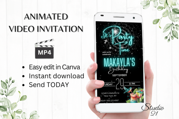 Neon Birthday Party Invitation: A Digital Template That Pops