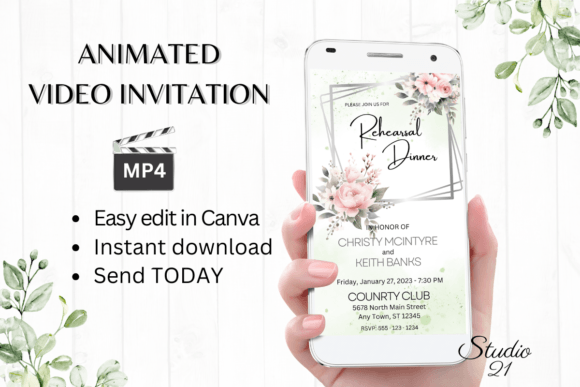 Pink Roses Rehearsal Dinner Invite W7272: A Digital Template