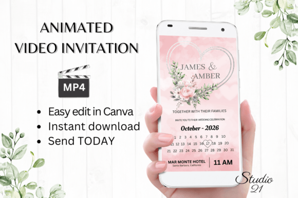 Pink Roses Wedding Invitation W8279B: Your Animated Evite Solution