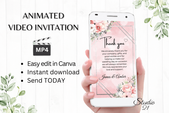 Pink Roses Wedding Thank You W9275TU: A Modern Romantic Typeface